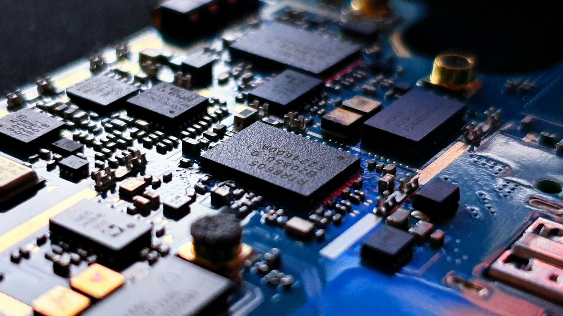 Close-up of a medical device circuit board